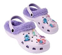 Disney Zoccoli Bambina Fodera in Pile e Charms Rimovibili - Regalo Ragazza (Viola Stitch, 34/35 EU)