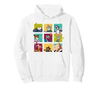 Disney Zootopia 2 Illustrated Characters Grid Felpa con Cappuccio, Unisex per adulti, Bianco, S