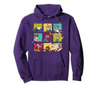 Disney Zootopia 2 Illustrated Characters Grid Felpa con Cappuccio, Unisex per adulti, Viola, S
