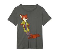 Disney Zootopia Cool Fox Nick Wilde Leaning Maglietta, Donna plus-size, Asfalto, 2X
