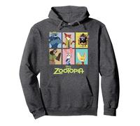Disney Zootropolis Characters Grid Felpa con Cappuccio, Unisex per adulti, Grigio Scuro, S