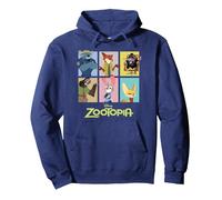 Disney Zootropolis Characters Grid Felpa con Cappuccio, Unisex per adulti, Navy, S