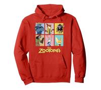Disney Zootropolis Characters Grid Felpa con Cappuccio, Unisex per adulti, Rosso, XXL