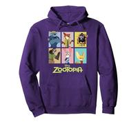 Disney Zootropolis Characters Grid Felpa con Cappuccio, Unisex per adulti, Viola, S