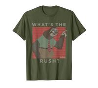 Disney Zootropolis Flash What's The Rush Maglietta, Uomo, Oliva, L