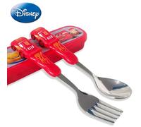 DisneyCarLightning McQueen set di posate Cartoon animato forchetta e cucchiaio in acciaio inossidabile 304 scatola 3D giocattoli regalo di Natale per bambini