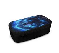 DISNIMO Astuccio per ragazze e ragazzi, con cerniera, astuccio per penne di grande capacità, organizer per cancelleria, Lupo della fiamma, Organizer per borse