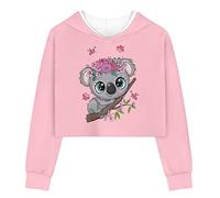 DISNIMO Felpa con cappuccio da bambina, taglia 5-14, a maniche lunghe, con cappuccio, Koala floreale, 11-12 Years