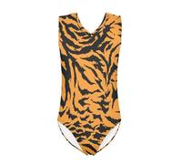 DISNIMOO Costume da bagno intero da bambina con stampa alla moda, body da ginnastica per bambini, 5-14 anni, Pelle Zebra Marrone, 7-8 Anni