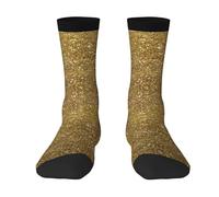 DISNIMOO Crew Calze, Calze a Compressione Casual Novità Sport Calzini 40CM Lungo Per Unisex Oro Glitter Sparkle Glitter Sparkly, Come nella foto, Taglia unica