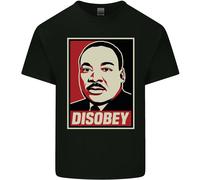 Disobey Martin Luther King Nero Vive Materia T-Shirt Ragazzi Ragazze