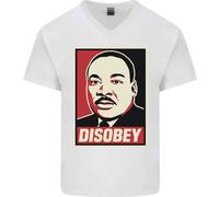 Disobey Martin Luther King Nero Vive Materia Uomo Scollo A V Cotone T-Shirt
