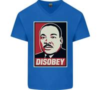 Disobey Martin Luther King Nero Vive Materia Uomo Scollo A V Cotone T-Shirt
