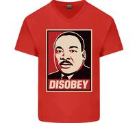 Disobey Martin Luther King Nero Vive Materia Uomo Scollo A V Cotone T-Shirt