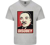 Disobey Martin Luther King Nero Vive Materia Uomo Scollo A V Cotone T-Shirt