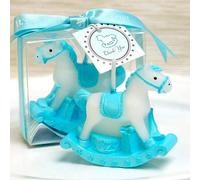 DISOK - Candela cavallo dondolo battesimo. Candele originali come motivo per battesimo di bambino e ragazza. Candele Battesimo. (20-Blu)