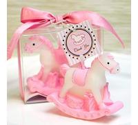 DISOK - Lotto di 20 candele cavallo dondolo battesimo. Candele originali come motivo per battesimo bambina. Candele Battesimo. (20-Rosa) Dettagli e regali, souvenir per battesimi, baby shower party