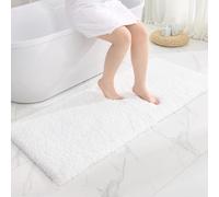 Disolla Tappeto da bagno bianco 61 x 140 cm, grande e morbido tappeto da bagno in peluche, spesso e lungo, antiscivolo, ultra assorbente, per bagno principale e camera da letto