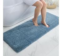 Disolla Tappeto da bagno blu, 61 x 188 cm, antiscivolo, soffice, lungo, lavabile, in peluche, di lusso, grande, per vasca da bagno, assorbente, runner per comodino