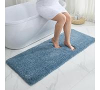 Disolla Tappeto da bagno blu, 61 x 188 cm, antiscivolo, soffice, lungo, lavabile, in peluche, di lusso, grande, per vasca da bagno, assorbente, runner per comodino