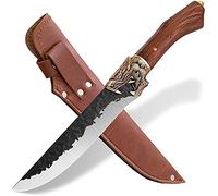 Disosso coltello mannaia forgiato a mano coltello da cuoco Sharp Butcher coltello con fodero in pelle 7Cr17Mov CarbonSteel 7 pollici all'aperto coltello per la cucina all'aperto Camping Gift Box