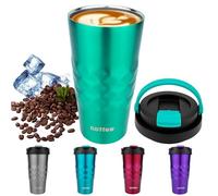Disoza 500 ml Verde Tazza Termica Tazza Termica da Viaggio Bicchiere Termico con Cannuccia Caffè Piccolo Tazza Caffe Bicchiere Portatile Tazza da Viaggio Bicchiere da Viaggio