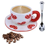 Disoza Set Di Tazze Da Caffè Con Piattino Dolce Tazza Di Cuori Rossi Regali Per Le Donne Compleanno Tè Tazza Di Caffè Piattino 250 ML Tazza Di Ceramica Regalo Di Compleanno Per Le Donne Ragazze Mamma