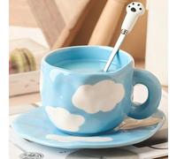 Disoza Set Di Tazze Da Caffè Piattino Dolce Nuvola Nel Cielo Tazza Regali Per Le Donne Compleanno Tè Tazza Di Caffè 250 ML Tazza Di Ceramica Regalo Di Compleanno Per Le Donne Ragazze Mamma