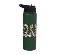 Dispatcher 911 Operatore Leopardo Sulla Linea Sottile Gialla Chiamata Stainless Steel Insulated Water Bottle