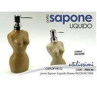 DISPENCER DONNA PORTA SAPONE LIQUIDO IN CERAMICA COL. GRIGIO CHIARO