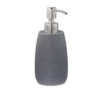 Relaxdays Dispenser di Sapone, 300ml, Portasapone Ricaricabile Manuale, Accessorio Home Bagno & Cucina, Rotondo, Grigio