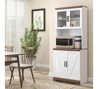 Dispensa Cucina con Armadietto Superiore e Inferiore a 2 Ante e Piano di Lavoro per Elettrodomestici, 72x40x178 cm, Bianco e color Legno Description:Questo mobile dispensa alto HOMCOM consente di orga