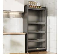Dispensa Cucina Mobile Alto Moderno 40 cm, Scaffale da Cucina, Supporto per Forno a Microonde, Portabottiglie da Terra (5 Tier, 40cm)