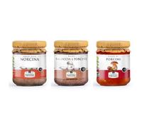 DISPENSA CUCINA TOSCANA - Tris Ragù e Sughi Pronti: Sugo alla Norcina - Ragù Salsiccia e Porcini - Sugo ai Porcini - 3 vasetti da 180g -