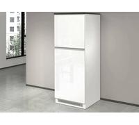 Dispensa da cucina Plinio, Armadio multiuso, Mobile per cucinotto, Portafrigo multifunzione, 100% Made in Italy, 60x60h165 cm, Bianco lucido e Ardesia