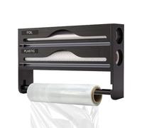Dispensador De Con Cortador - Caja De Corte De Cocina - Organizador De Aluminio Y Film Envolvente De Pared - Cortadora De Madera Para Rollos De 12 Pulgadas Con Almacenamiento Integrado