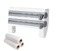 Dispensatore di pellicola alimentare con taglierina - Cutter per carta di alluminio - Organizzatore riutilizzabile per rotoli da cucina resti snack - Mangiare
