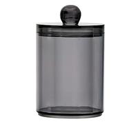 Dispensatore di porta asta in cotone - scatola di immagazzinaggio acrilica trasparente con coperchio nero, organizzatore di palla compatto, elegante contenitore da bancone da bagno | ideale per sto