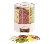 Dispensatore di supporto per riso - Contenitore di stoccaggio del riso | Dispensatore di cereali | Secchio per cereali rotanti | Barile ermetico per uso alimentare con divisori anti-gngnamento