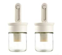 Dispensatore Olio con Pennello Silicone 2pz Dispensatore Olio | per trasparente, pennello silicone retrattile, controllo flusso olio, per ideale per condimenti e marinature