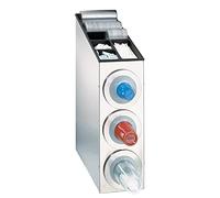 Dispense-Rite BFL-L-3SS - Armadietto erogatore per tazze da appoggio, (3) BFL-2F coperchio integrato e organizer per cannucce, in acciaio inossidabile, 73,7-1 cm H x 20,3-1 cm L x 58,4-1,3 cm D