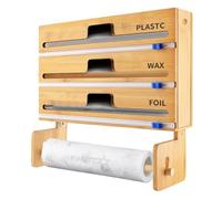 Dispenser di Fogli di Alluminio 4 in 1,Porta Rotolo da Cucina da Parete,Porta Pellicola e Alluminio,Dispenser Pellicola e Alluminio Film di Aspirazione Magnetica con Taglierina