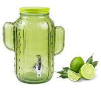 Dispenser 4 Litri in Vetro Con Rubinetto Contenitore Bevande Distributore Acqua Fredda Aromatizzata Erogatore Bevande Ghiacciate Aperitivo CACTUS
