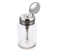 Dispenser a pompa per rimuovere lo smalto, 80 ml, in vetro trasparente argentato, con tappo in metallo, contenitore per trucchi e liquidi da donna