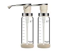 Dispenser a Pompa per Salse - Confezione da 2 Bottiglie 450ml con Erogatore Acciaio Antiperdita | Distributore Alimentare per Sciroppo Caffè, Miele, Olio, Condimenti, Salsa Insalata & Organ