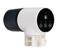 Dispenser automatico di cibo per pesci, 200 ml, display LCD, programmabile in modalità manuale/8H/12H/24H, supporto girevole a 360°, controllo a pulsante e sistema di fissaggio stabile
