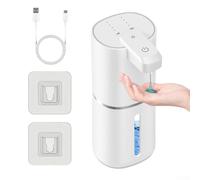 Dispenser automatico di sapone, 380 ml, ricaricabile tramite USB, elettrico, 4 livelli regolabili, impermeabile IPX5, per cucina, bagno, ufficio (bianco liquido)