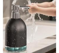 Dispenser automatico di sapone in schiuma touchless, 320 ml, montaggio a parete, senza contatto, con livelli di schiuma regolabili, per bagno e cucina (nero)