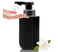 Dispenser automatico di sapone in vetro nero touchless, ricaricabile a mani libere, con pompa a sensore elettrico e design a costine, per bagno, cucina, piatti e piano di lavoro.