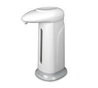 Dispenser automatico di sapone liquido con sensore di movimento a infrarossi, erogazione automatica sapone con led di funzionamento, erogatore di sapone a batterie in ABS bianco, dosasapone da 460ml